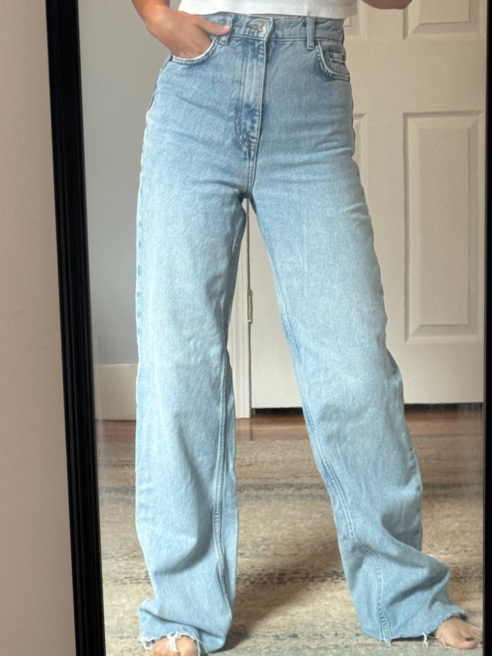 Zara Light Wash Wide Leg Jeans USA 2